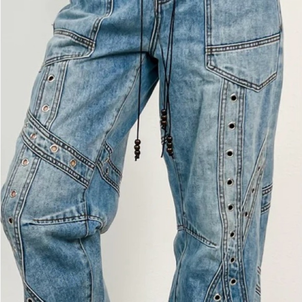 Oli & Hali Light Blue Distressed Wide Leg Jeans